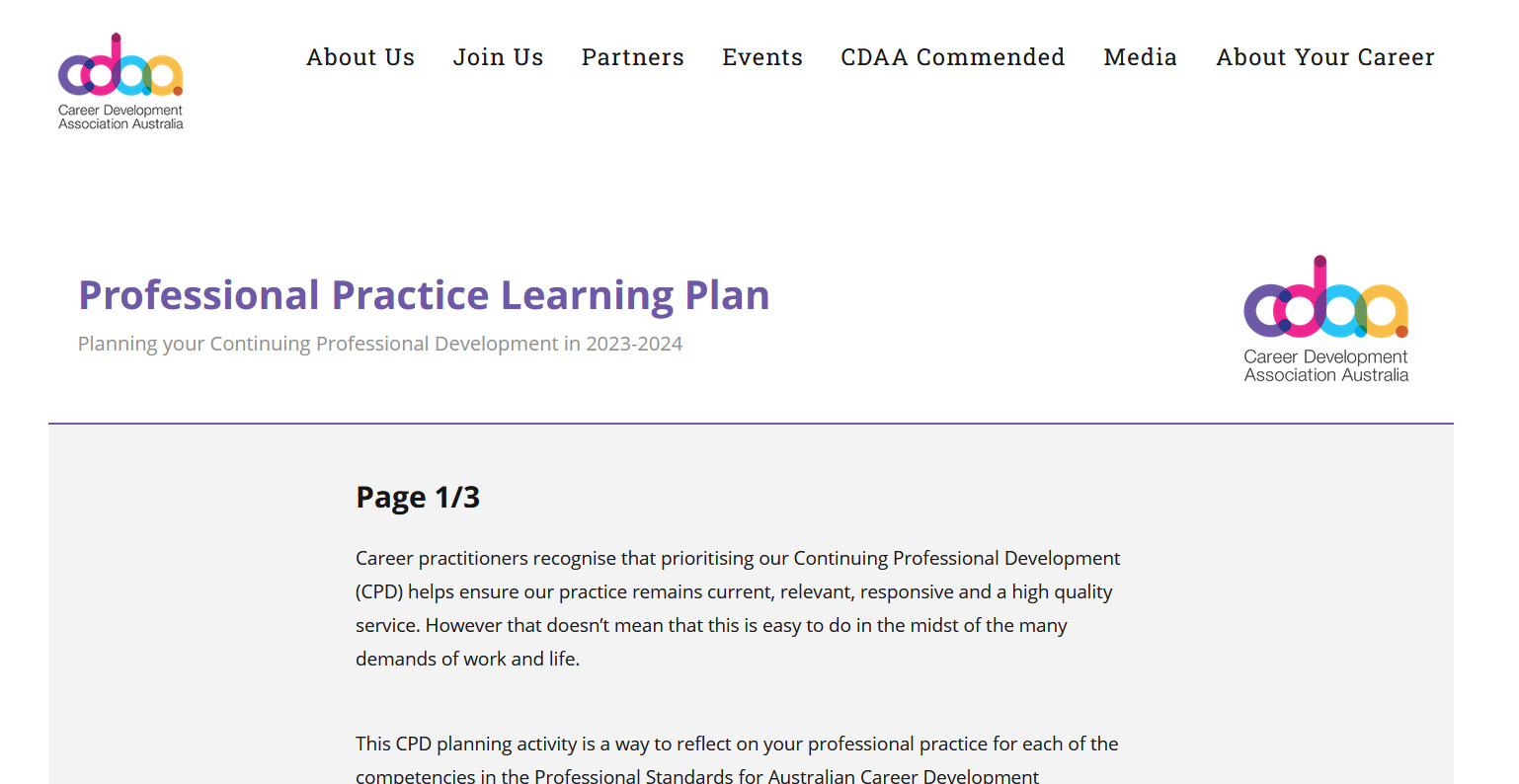 Professional Practice Learning Plan